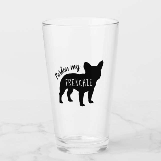Verre Pardon de silhouette de bouledogue français mon (Devant)