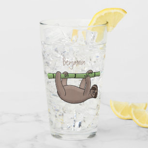 Verre Paresse souriante mignon sur dessin animé en bambo
