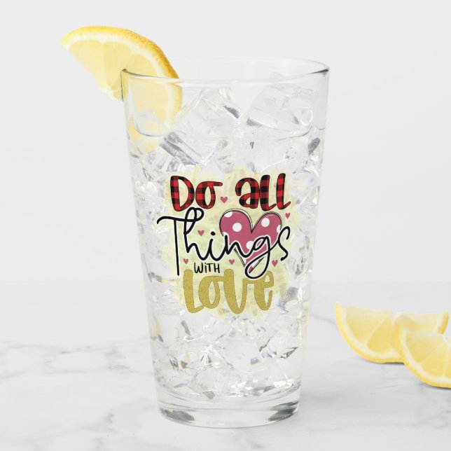 Verre Parties scintillant d'Amour branché Valentines Day (Devant glace)