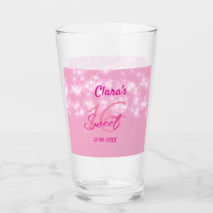 Verre Pastel bébé rose doux 16 anniversaire ajouter nom
