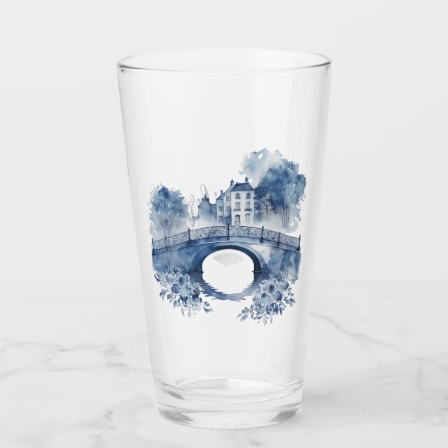 Verre Paysage de style Delft bleu et blanc (Devant)