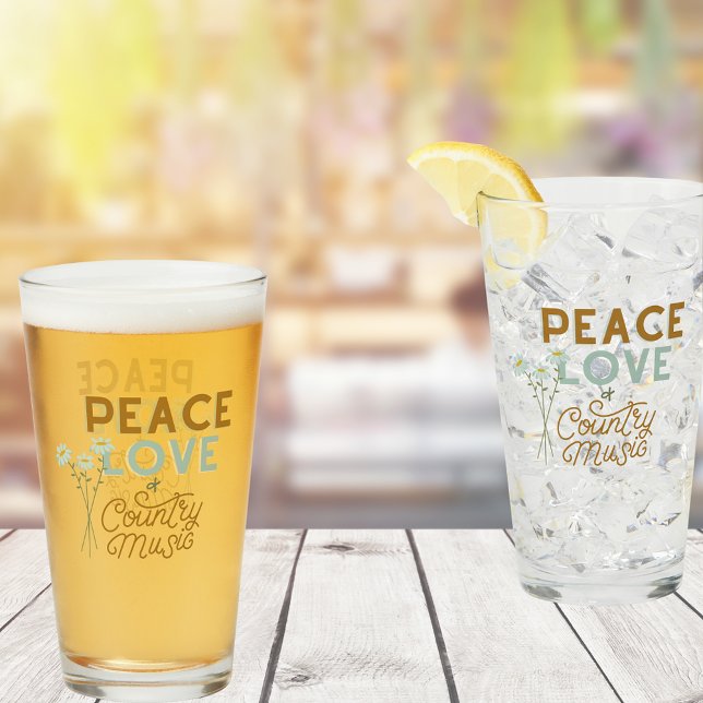 Verre Peace Love et Country Music (Check out the entire Peace Love & Country Music Collection)