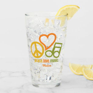 Verre Peace Love Music nom personnalisé