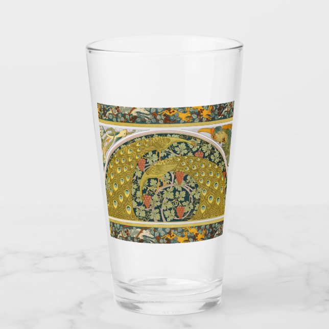 Verre Peacock Art Nouveau Style rond design complexe (Devant)