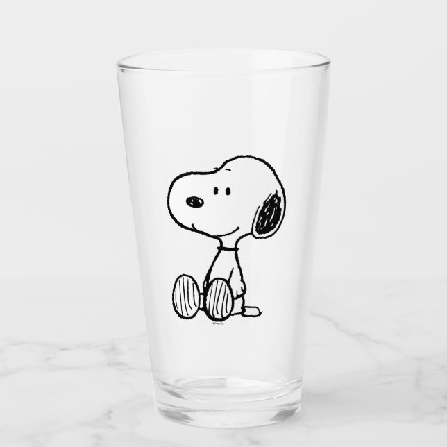 Verre PEANUTS | Snoopy on Black White Comics (Devant)
