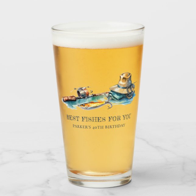 Verre Pêche fête d'anniversaire Personnalisé Funny (Devant (rempli))