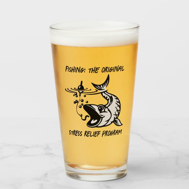 Verre Pêche : Le stress d'origine... - Bière de pêche (Devant (rempli))