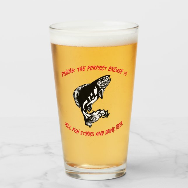 Verre Pêche : L'excuse parfaite... - Pêche Bière (Devant (rempli))