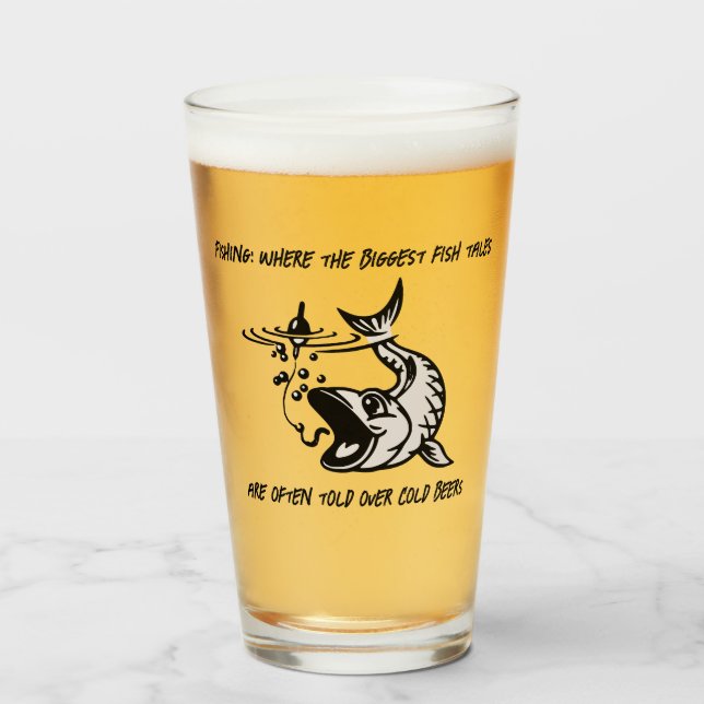 Verre Pêche : Où le plus grand poisson... - Pêche Bière (Devant (rempli))