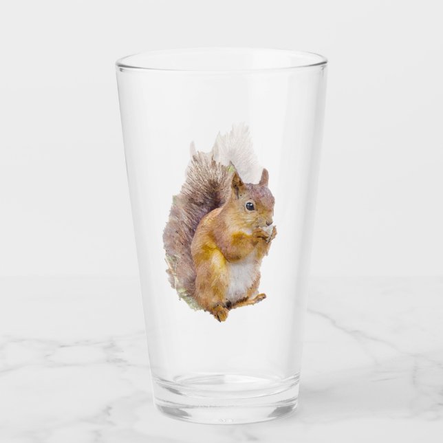 Verre Peinture à l'aquarelle d'écureuil rouge (Devant)