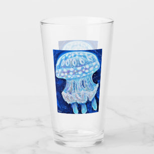 Verre Peinture de méduse bleue