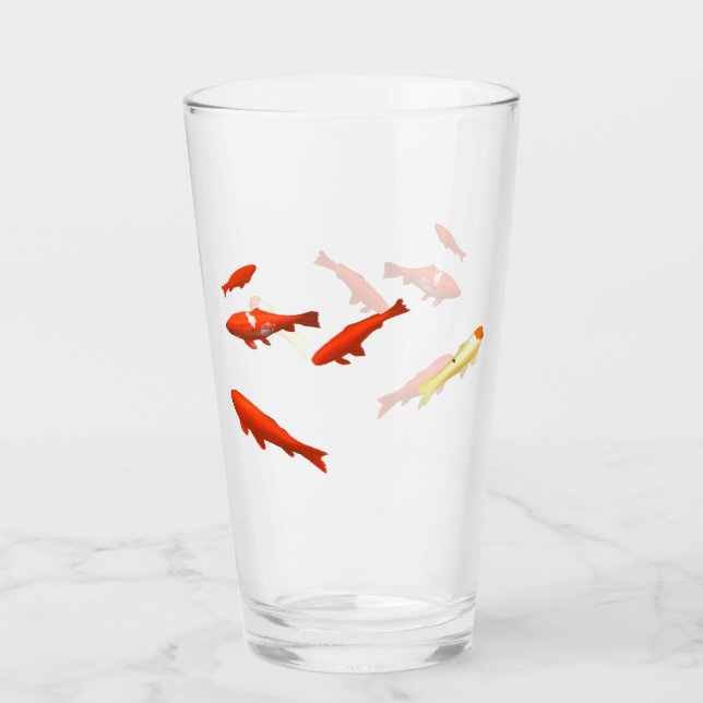 Verre Peinture de poissons rouges (Devant)