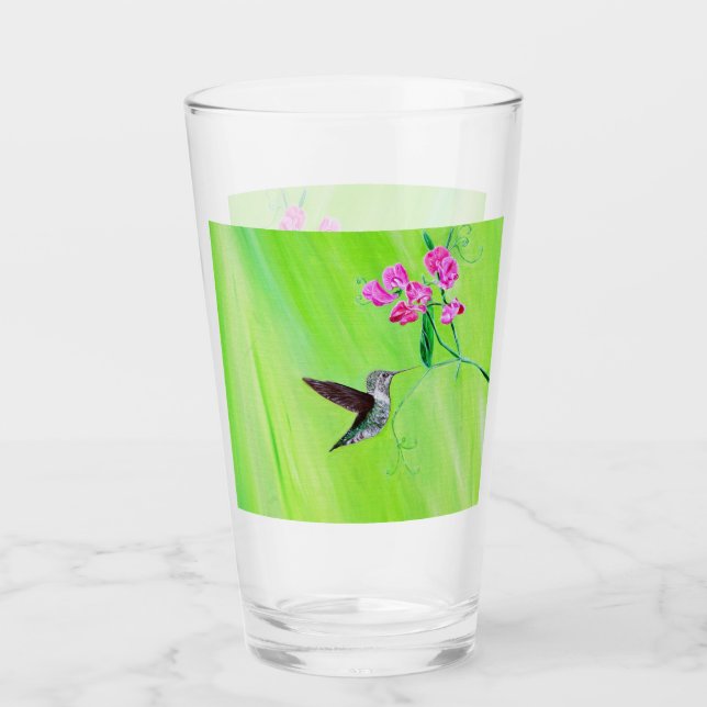 Verre Peinture des colibris et des petits pois (Devant)