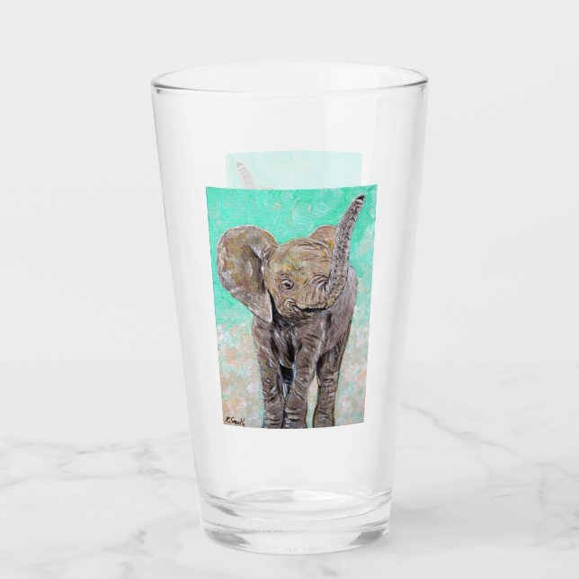 Verre Peinture des éléphants de bébé (Devant)