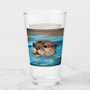 Verre Peinture sur la loutre de rivière