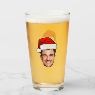 Verre Père Noël Chapeau de Noël Photo de Visage Personna