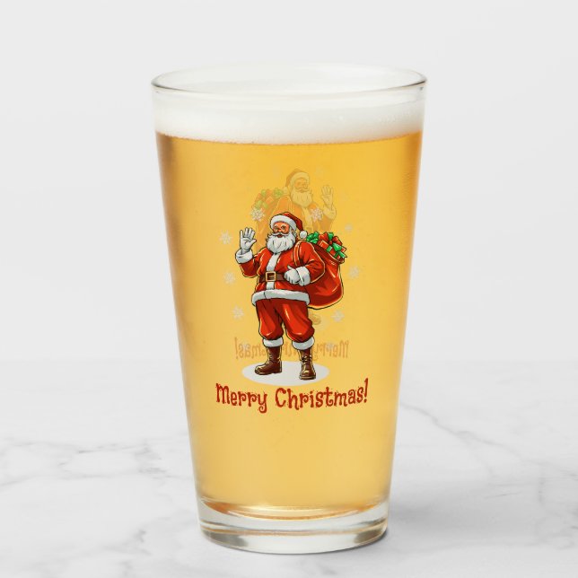 Verre Père Noël classique apportant des cadeaux de Noël (Devant (rempli))
