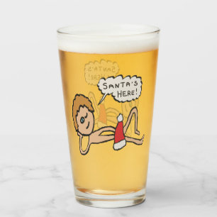 Verre Père Noël drôle ici Humour de Noël