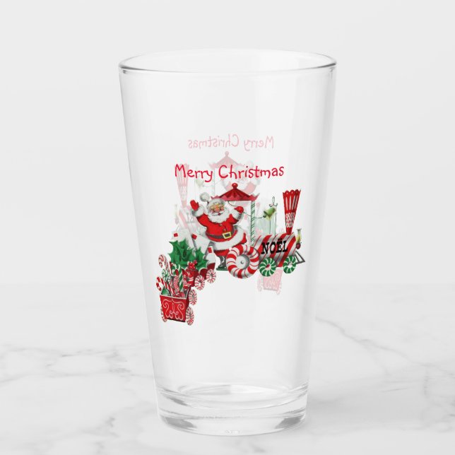 Verre Père Noël équitation train de Noël Peppermint Whee (Devant)