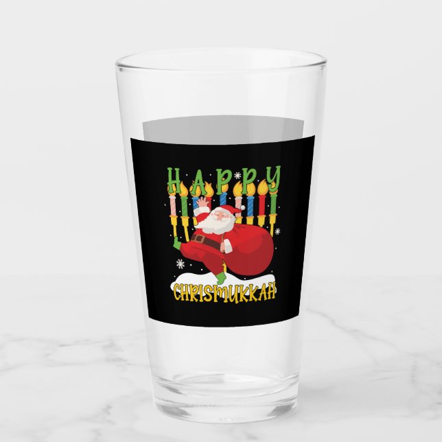 Verre Père Noël Happy Chrismukkah Funny Hanoukka Christm (Devant)