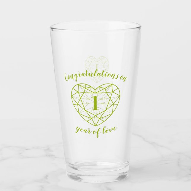 Verre Péridot anniversaire 1 année d'amour message perso (Devant)