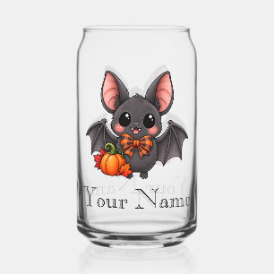 Verre personnalisé avec chauve-souris et citrouill