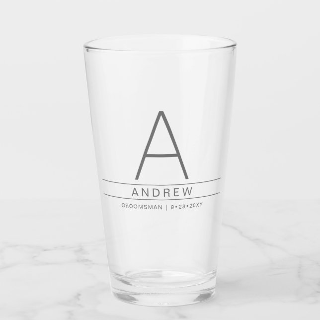 Verre Personnalisé Initiale Moderne Mariée Point cadeau (Devant)