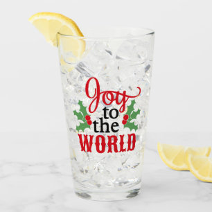 Verre Personnalisé Rouge & Vert "Joy to the World" Type