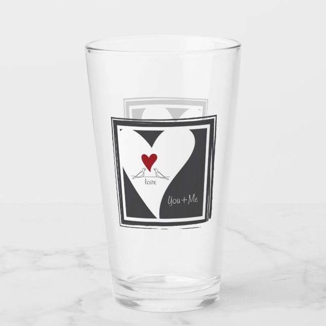 Verre Personnalisé Simple moderne Inséparables Red Heart (Devant)