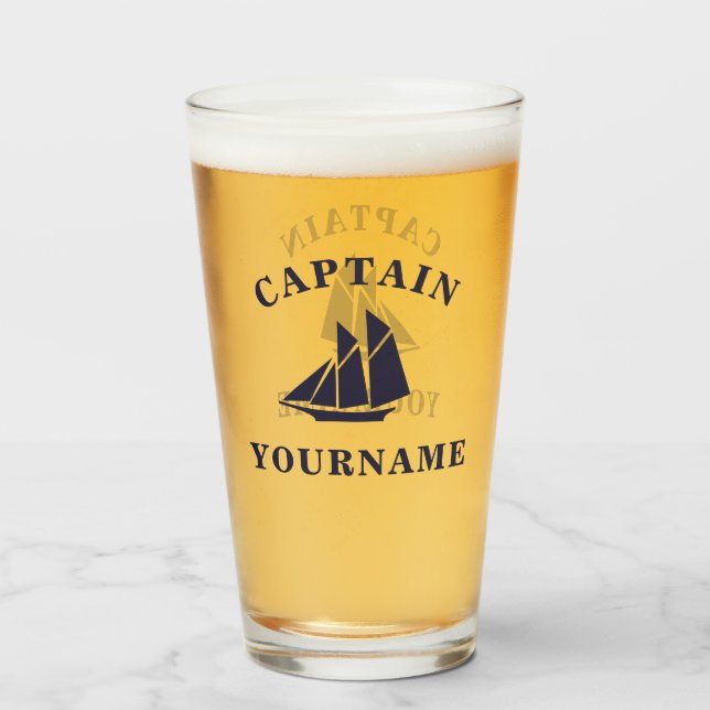Verre personnalisé Tumbler du capitaine de bateau  (Devant (rempli))