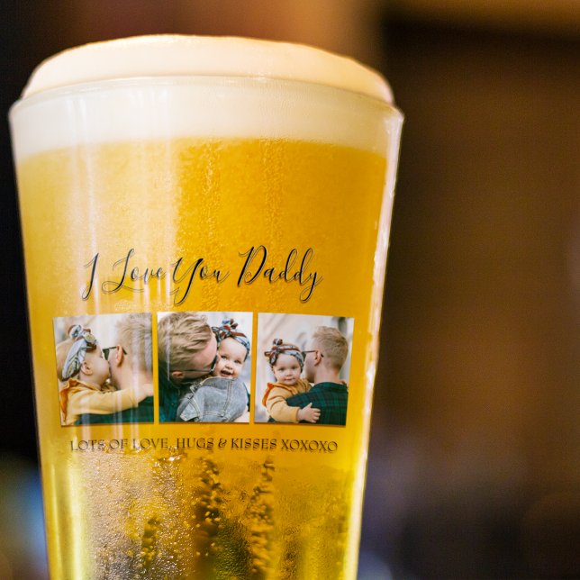 Verre Personnalité moderne Je t'aime Papa | 3 Bière phot (Créateur téléchargé)