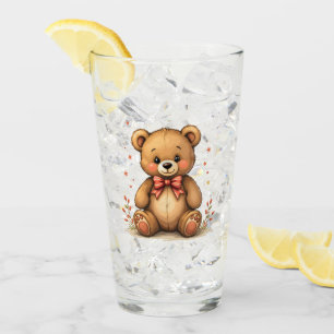 Verre Petit ours brun mignon adorable avec cravate