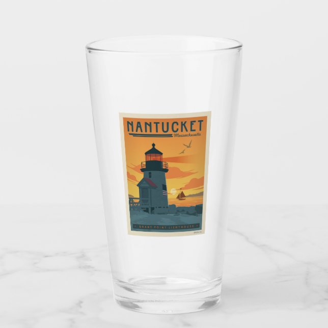 Verre Phare de Brant Point | Nantucket MA (Devant)