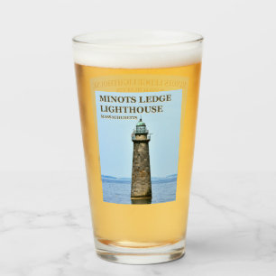 Verre Phare Minots Ledge, Massachusetts Pint Glass