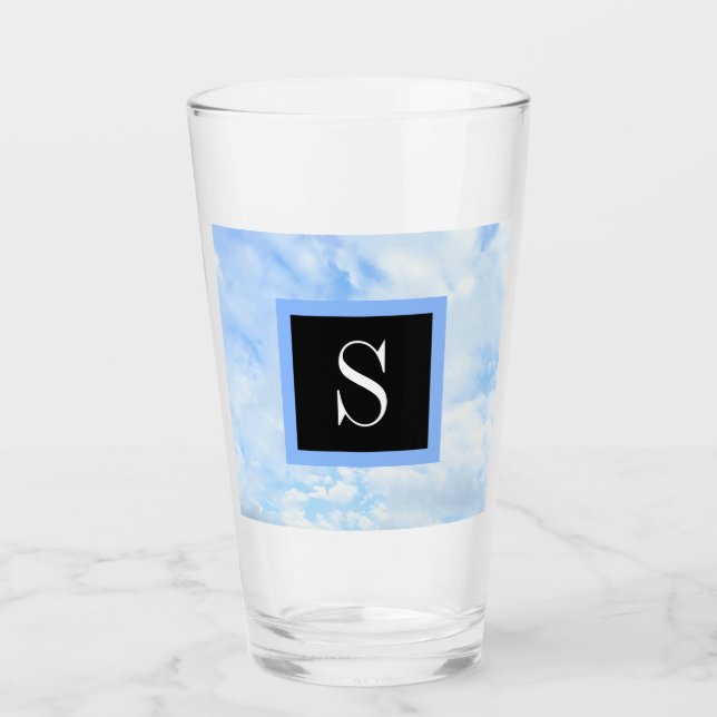 Verre Photo ciel bleu clair nuageux avec une initiale un (Devant)