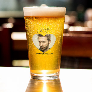 Verre Photo de cœur personnalisée Je t'aime