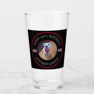 Verre Photo de Dog Grinning Anniversaire 40 Noir et Roug