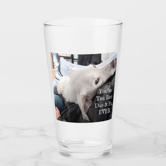 Verre Photo de mignon chien Meilleur papa et Pal Jamais (Devant)