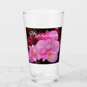 Verre Photo de Pretty Pink Flowers Ajouter un nom