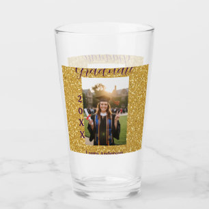 Verre Photo de remise de diplôme avec paillettes dorées 