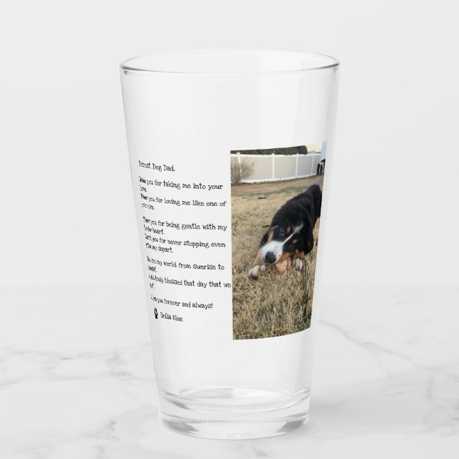 Verre Photo du Mémorial noir et blanc du chien (Devant)