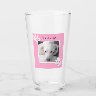 Verre Photo d'un chien blanc mignon unique Monogramme Pa