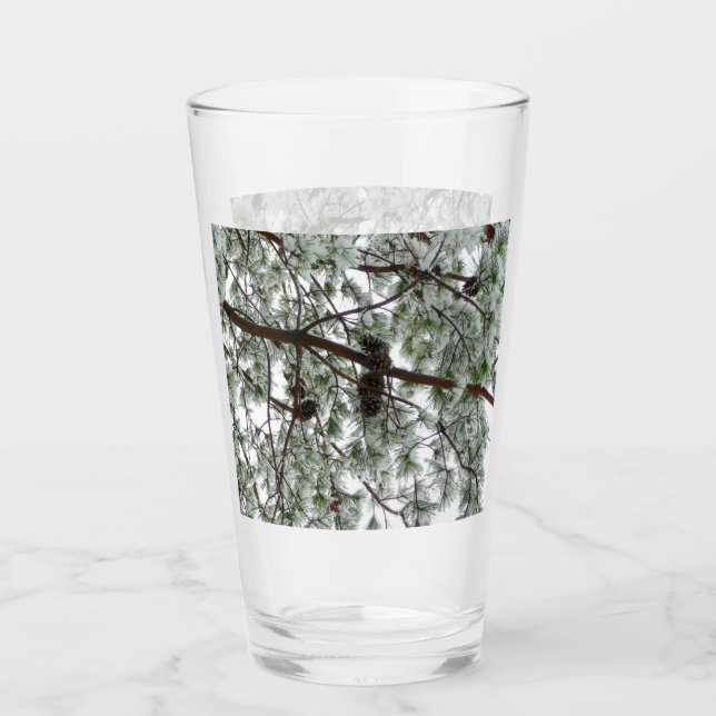 Verre Photo hivernale sous le pin couvert de neige (Devant)