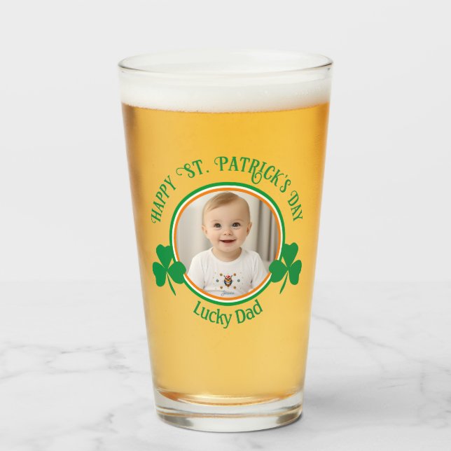 Verre Photo mignonne Lucky Papa Jour de la Saint Patrick (Devant (rempli))