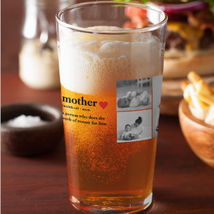 Verre Photo & Texte Moderne Coeur Rouge Mère Cadeau