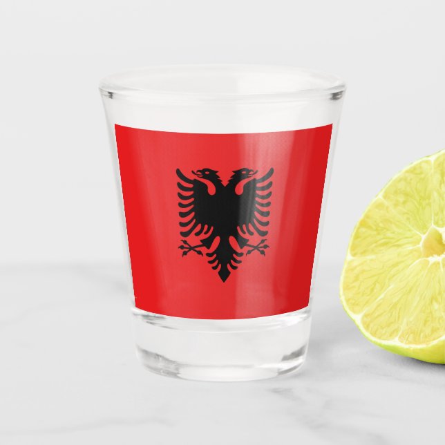 Verre photographié patriotique avec drapeau d'Alba (Devant)