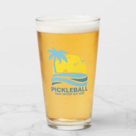 Verre Pickleball Tropical Palm Tree Sun Votre texte pers