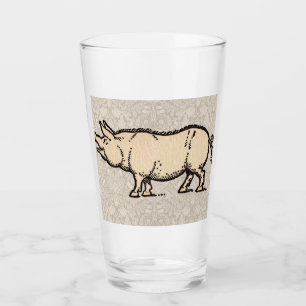 Verre Pig Antique Piggy Cute Illustration Vintage