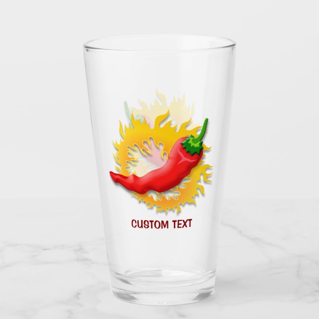 Verre Piments de chili avec flamme (Devant)