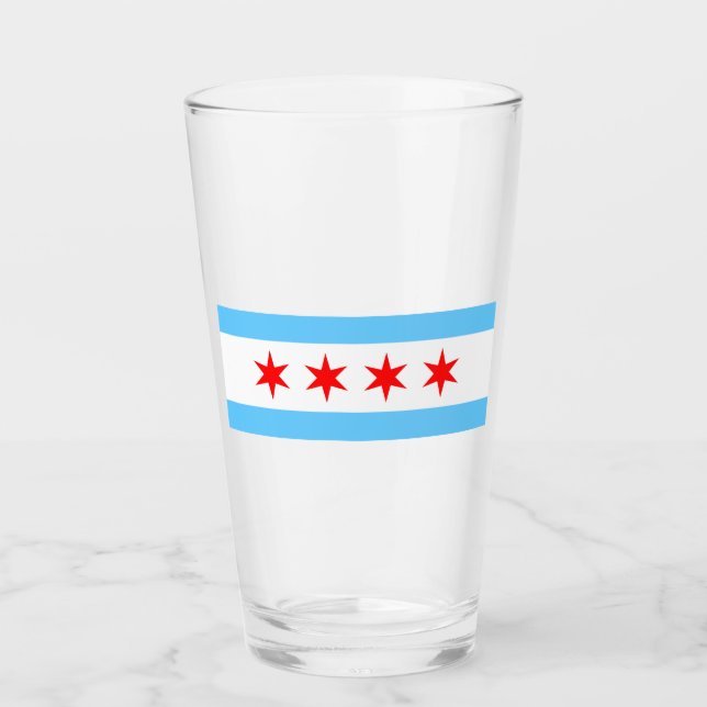 Verre Pinceau de drapeau de Chicago (Devant)